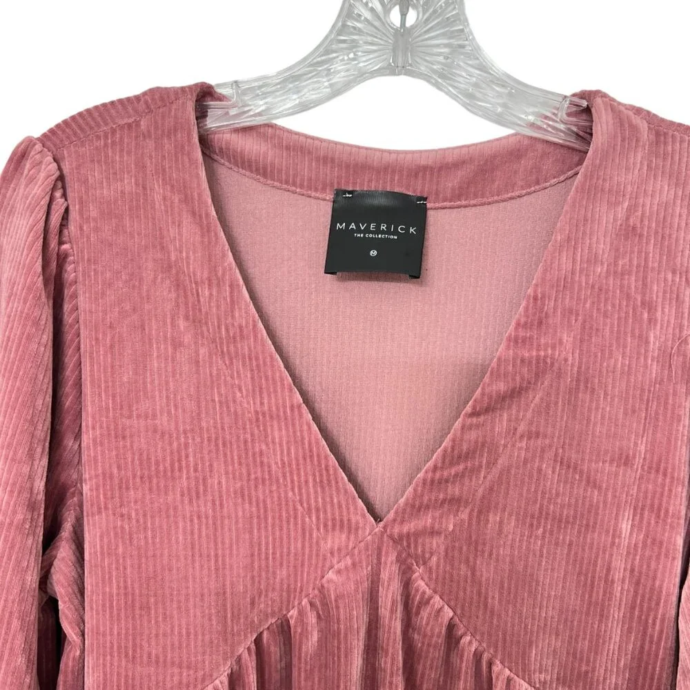 Maverick The Collection Corduroy Long SleeveTiered Mini Dess women's size M - Picture 3 of 6